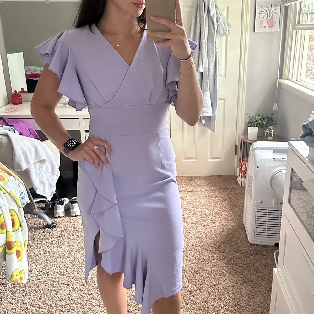 Women’s Lavender Ruffle Dress with Slit